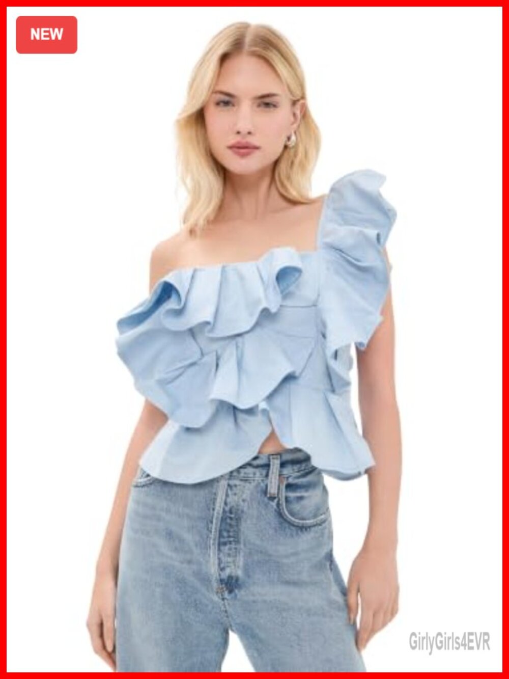 One Shoulder Ruffle Blouse Sleeveless Smocked Back Casual Top